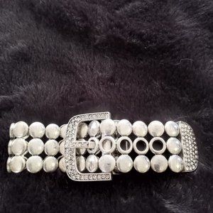 Silver/Rhinestone Stretch Belt  Bracelet
